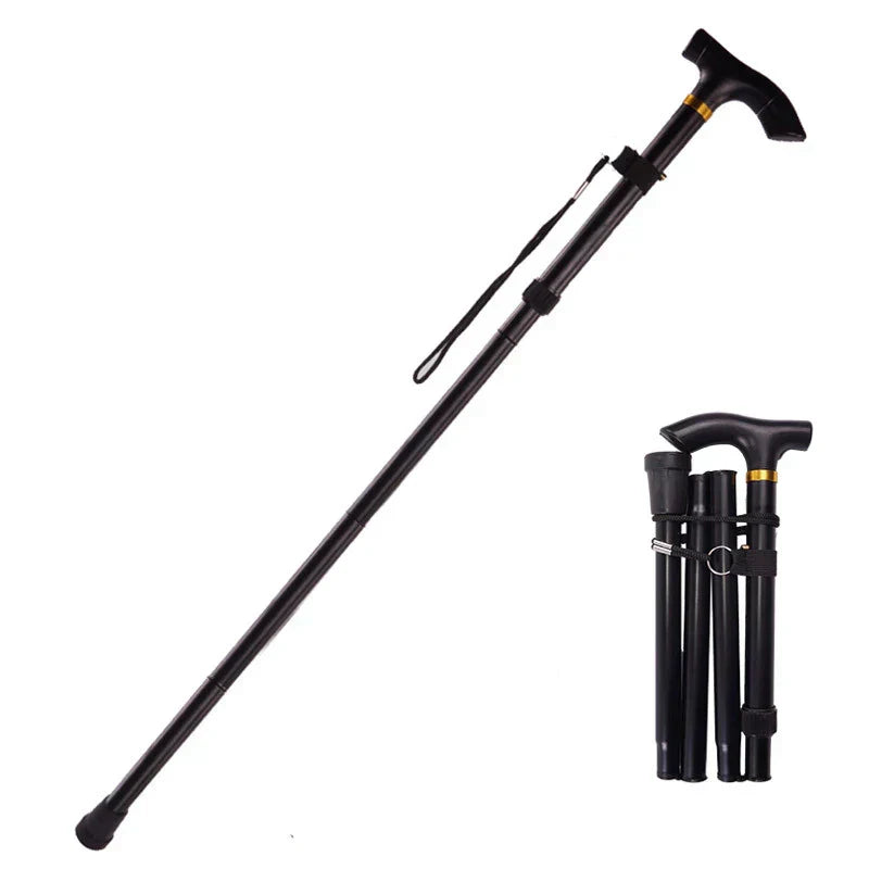 Multifunction Walking Stick Trekking Poles Telescopic Fold Crutches Hiking Stick Crutch Elderly Metal Stick Walking Cane Outdoor