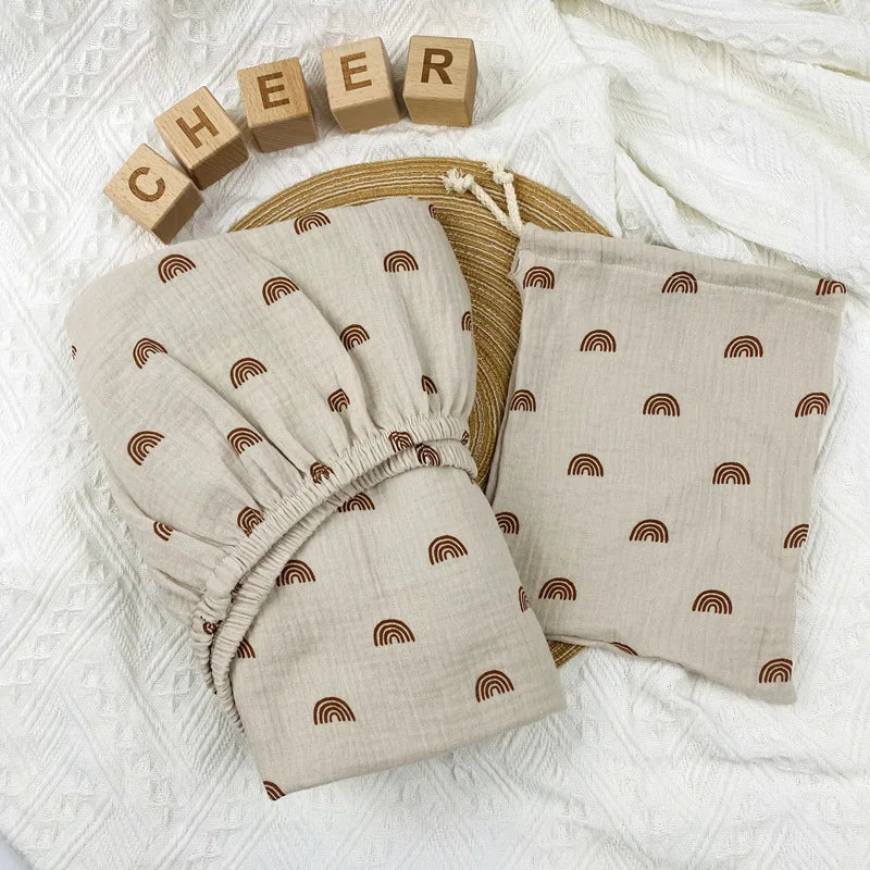 Muslin Baby Bed Sheet Crib Cotton Newborn Bedding Set for Baby Mattress Baby Bed Linen Cover Blanket Sabanas 70*130*22cm