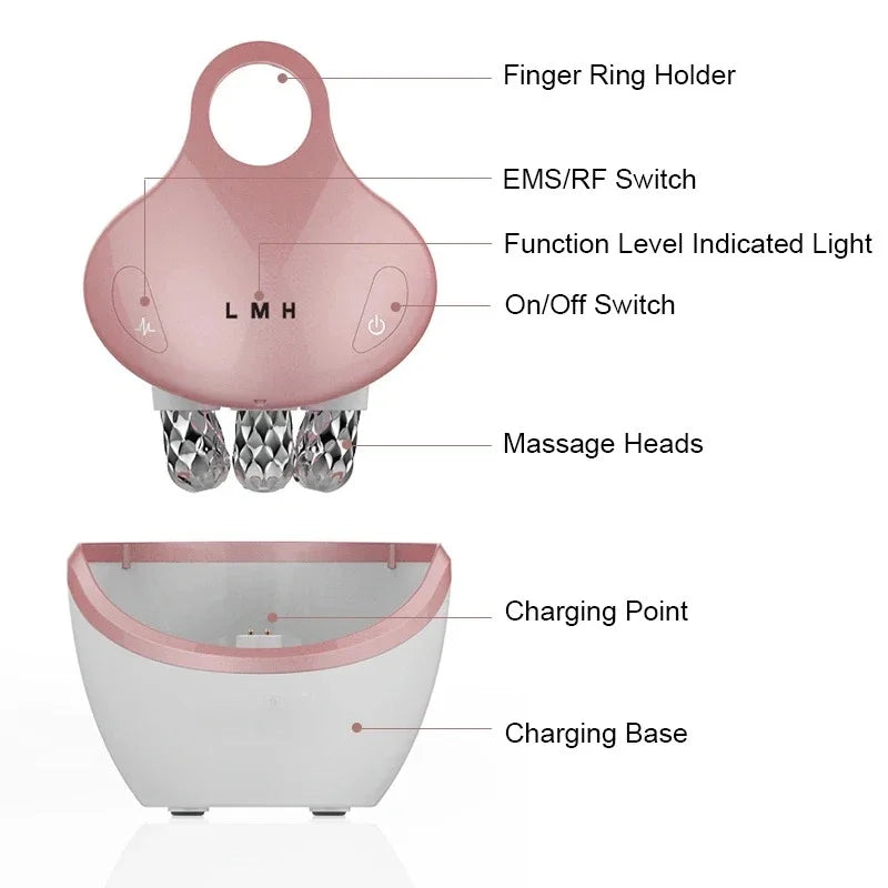 New 5 IN 1 RF Facial Massager Massage Head EMS Home Use Facial Device Cream Light Therapy Anti Aging Wrinkle Beauty Apparatus