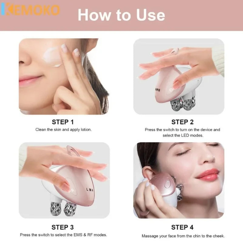New 5 IN 1 RF Facial Massager Massage Head EMS Home Use Facial Device Cream Light Therapy Anti Aging Wrinkle Beauty Apparatus