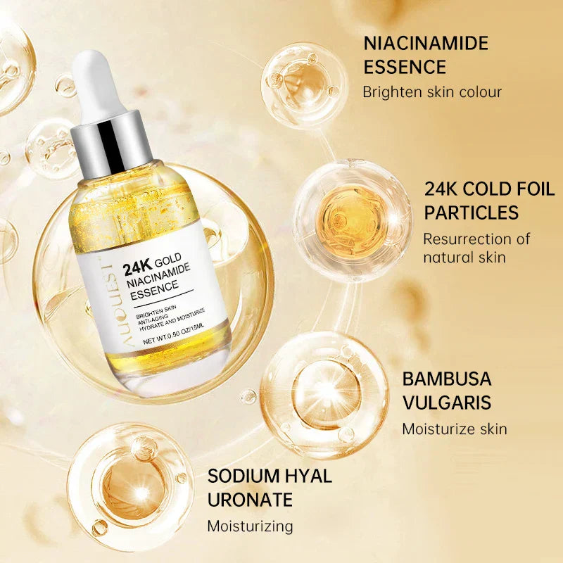 Niacinamide Serum Hyaluronic Acid for Face Dark Spot Remover 24K Gold Serum Whitening Moisturizing Facial Skin Care