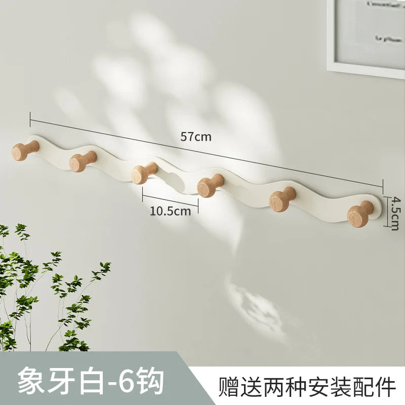 Nordic Wooden Coat Hanger Wall Hooks Home Hotel Porch Living Room Wall Hanging Coat Hook Key Holder Decoration Hook Racks
