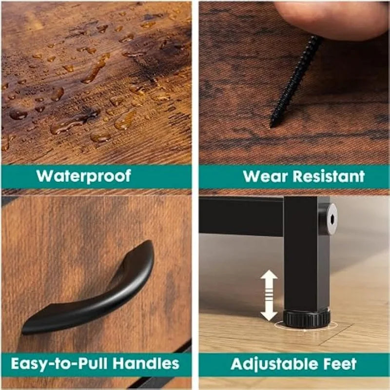 OLIXIS Organizer Storage 8, Chest of Drawers with Fabric Bins, Tall Dresser with Wood Top for Bedroom(Brown/Black)optional