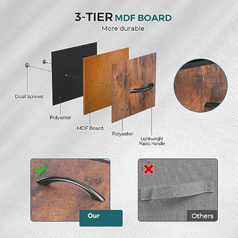 OLIXIS Organizer Storage 8, Chest of Drawers with Fabric Bins, Tall Dresser with Wood Top for Bedroom(Brown/Black)optional