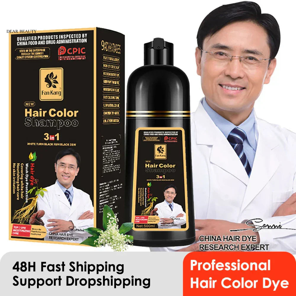 Organic Permanent Hair Shampoo to Dye canas Women Men 500ml Hair Dye Plant Essence Hair Colorng CreamCover Dye Shampoo