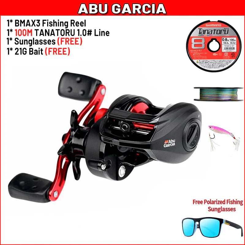 Original Abu Garcia Black Max3 Right Left Hand Baitcasting Fishing Reel 5BB 6.4:1 202g Max Drag 8kg Saltwater Fishing Tackle