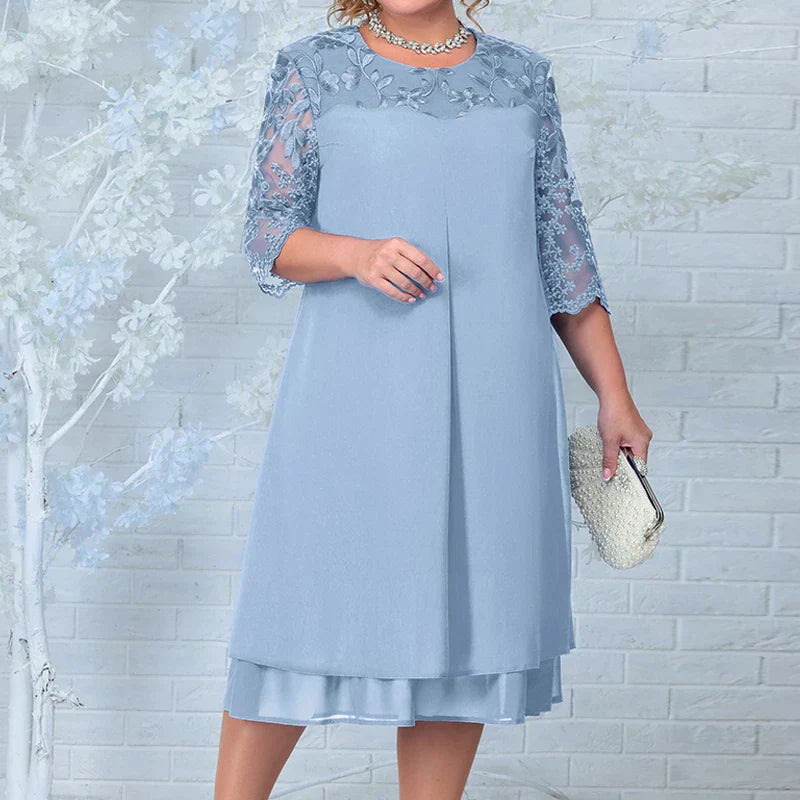 Plus Size Summer Dresses for Women 2023 Embroidery Floral Patchwork Formal Dress Loose Wedding Party Banquet Prom Women Clothing