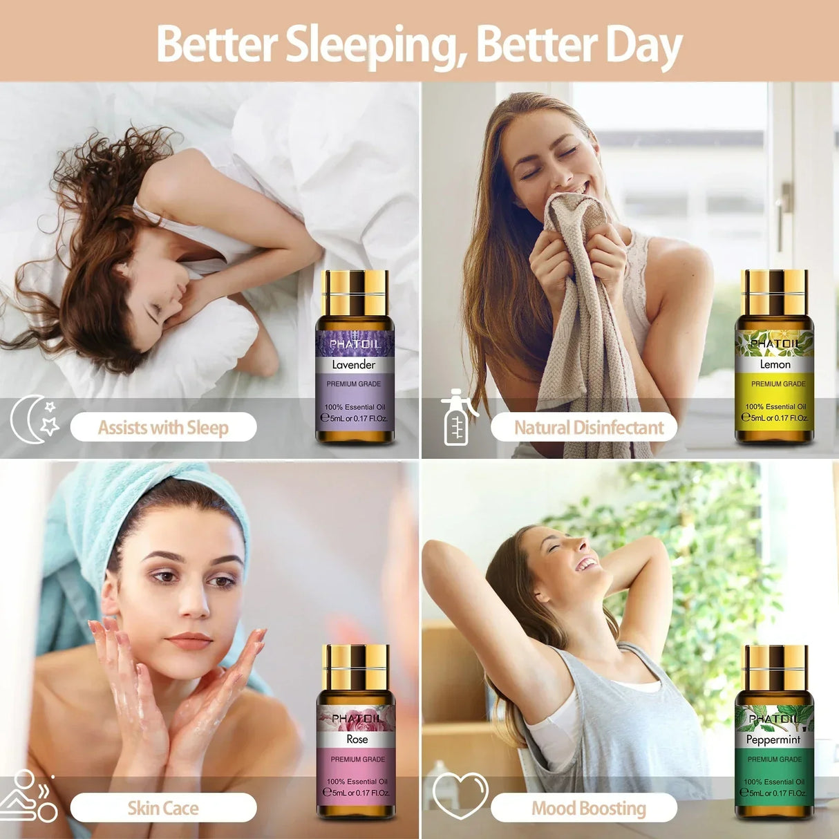 (Pack of 15) Pure Essential Oils Gift Set Natural Plant Aroma Essential Oil Diffuser Eucalyptus Vanilla Mint Lavender Rose Tea Tree Oil