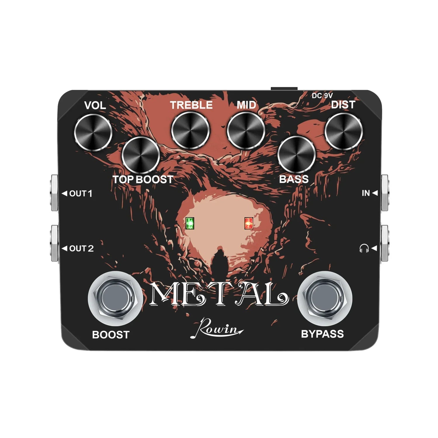 Rowin LTL-03 Heavy Metal Muff Top Boost Distortion Guitar Effect Pedal Metal Sounds Ture Bypass & Earphone Useable Output