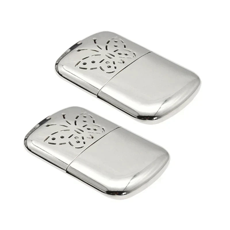 (Pack of 2) Zinc Alloy Pocket Hand Warmer Outdoor Small Handy Warmer Heater Handy Ultralight Heater for Hiking Fishing Portable