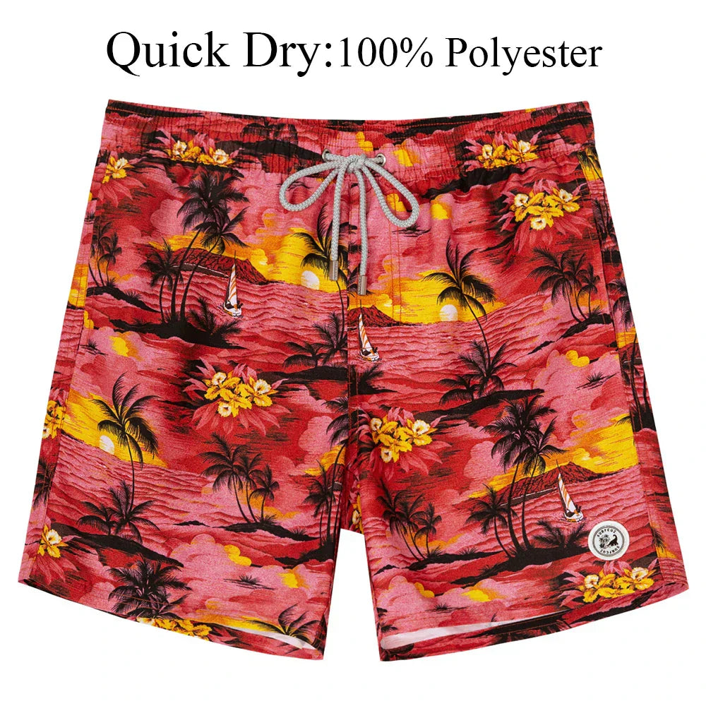 SURFCUZ Mens Swim Shorts Quick Dry Beach Board Shorts with Mesh Lining and Pockets Summer Surfing Swim Trunks Swimwear for Men