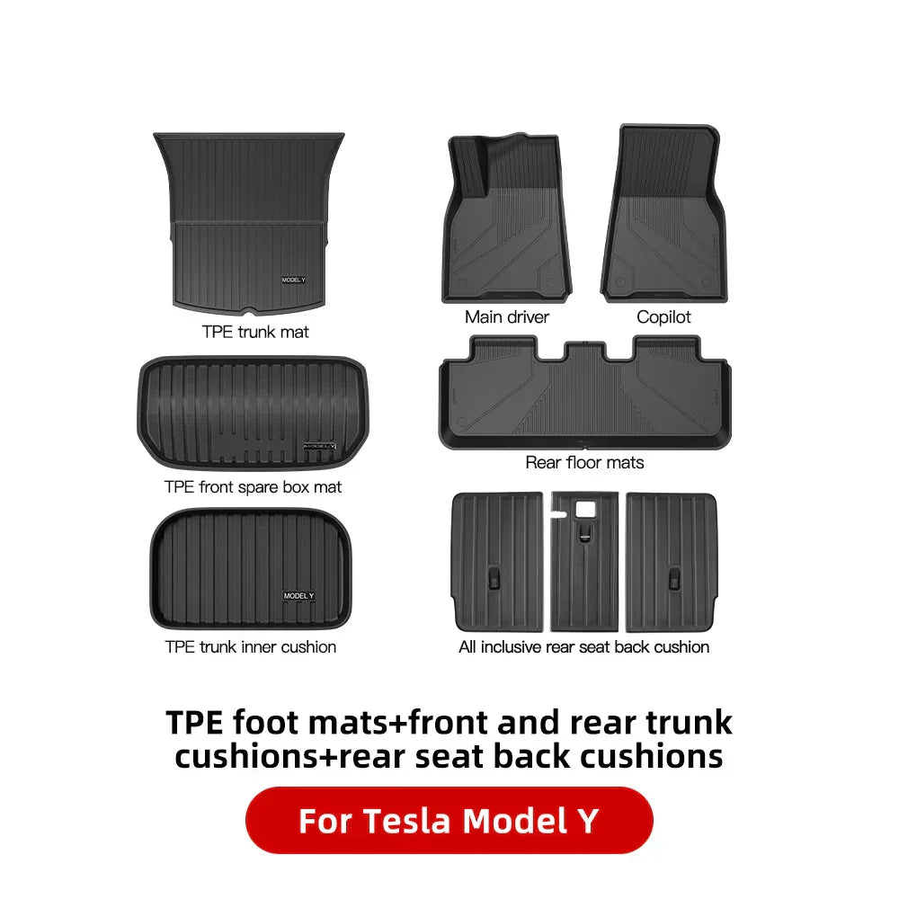 YZ For Tesla Floor Mats Model 3 Y 2021-2023 Car Four Seasons Waterproof Non-slip Floor Mat NEW TPE Special Car Accessories