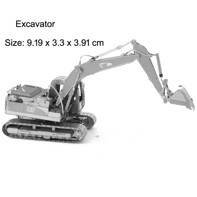 3D Metal Puzzles DIY Assembly Model Engineering Vehicle Long Nose Truck Loader Crane Mixer Car Educational Toys for Children