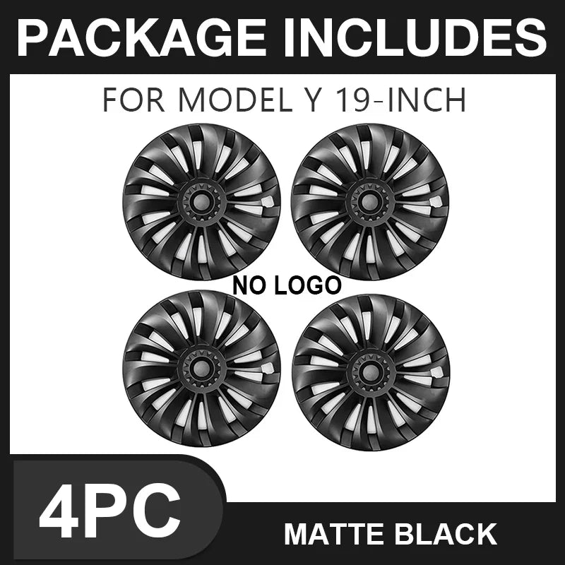 (Pack of 4) New For Tesla Model Y 19 Inch / Wheel Cover Car Automobile Hubcap Replacement Retrofit Parts Full Cover Accessories