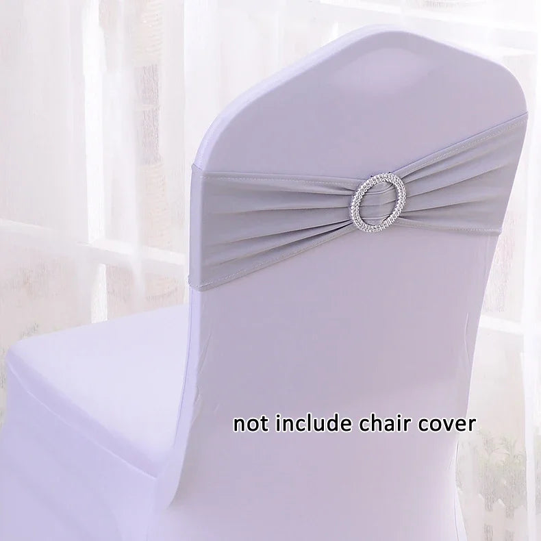 (Pack of 50) /lot Stretch Lycra Spandex Chair Covers Bands With Buckle Slider For Wedding Decorations Wholesale Chair Sashes Bow