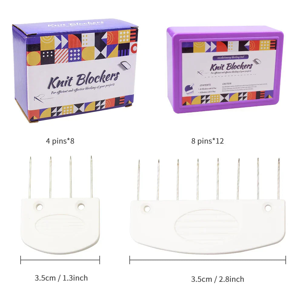 (Pack of 20) Knit Blockers Set Stainless Steel Knitting Blocking Mats and Pins with 2 Different Sizes for DIY Knit Crocheting Supplies