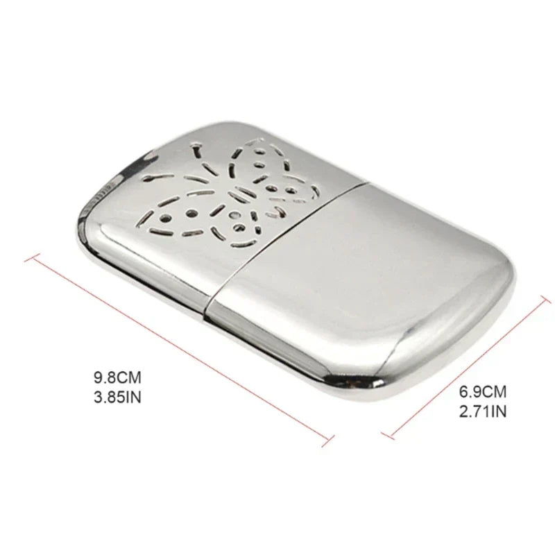 (Pack of 2) Zinc Alloy Pocket Hand Warmer Outdoor Small Handy Warmer Heater Handy Ultralight Heater for Hiking Fishing Portable