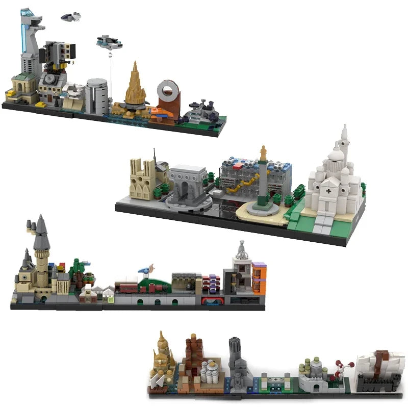 BuildMOC City Skyline Saint Petersburg Rome Washington Rotterdam Architecture Street View House Building Blocks Kids Toys Gift