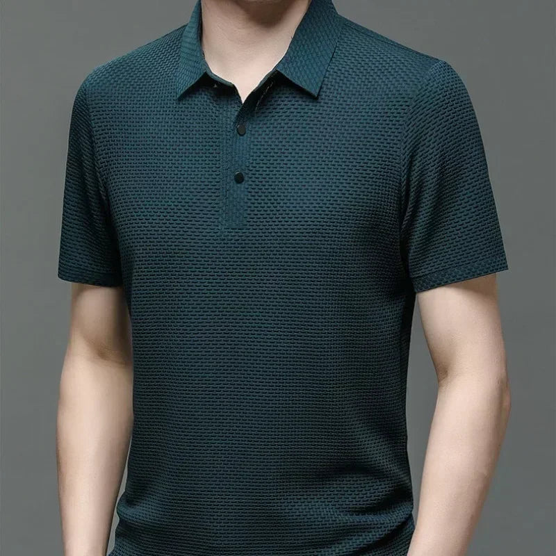 '-VIP Link2 , Upto 5XL Summer New Men's Lop-up Hollow Short-sleeved Polo Shirt Ice Silk