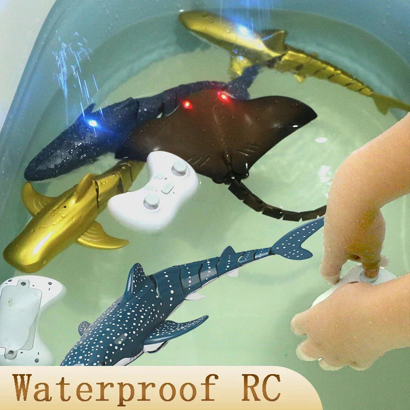 Water Swimming Pools Tub Robots Remote Control Sharks Baby Bath Toys for Boys Children Kids Electric Rc Animals Bionic Fish Ship