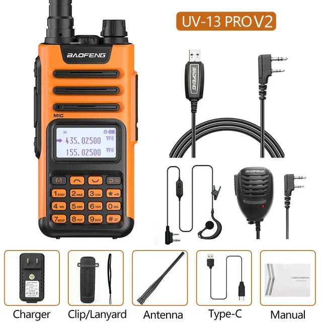 BaoFeng UV-13 PRO V2 V1 Walkie Talkie M-13 Pro Dual Band 999 Channels Type-C Long Range UV-5R Transceiver Ham CB Two Way Radio