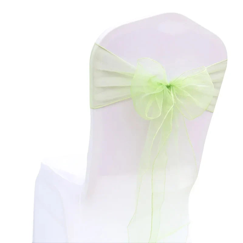 (Pack of 50) /lot Wedding Chair Decoration Organza Chair Sashes Knot Bands Chair Bows For for Wedding Party Banquet Event Chair Decors