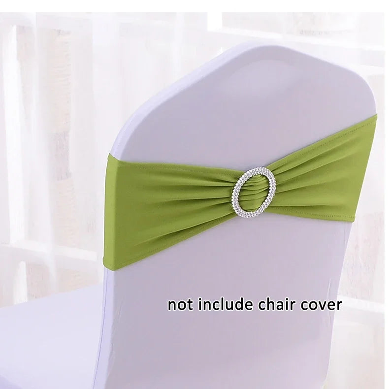 (Pack of 50) /lot Stretch Lycra Spandex Chair Covers Bands With Buckle Slider For Wedding Decorations Wholesale Chair Sashes Bow