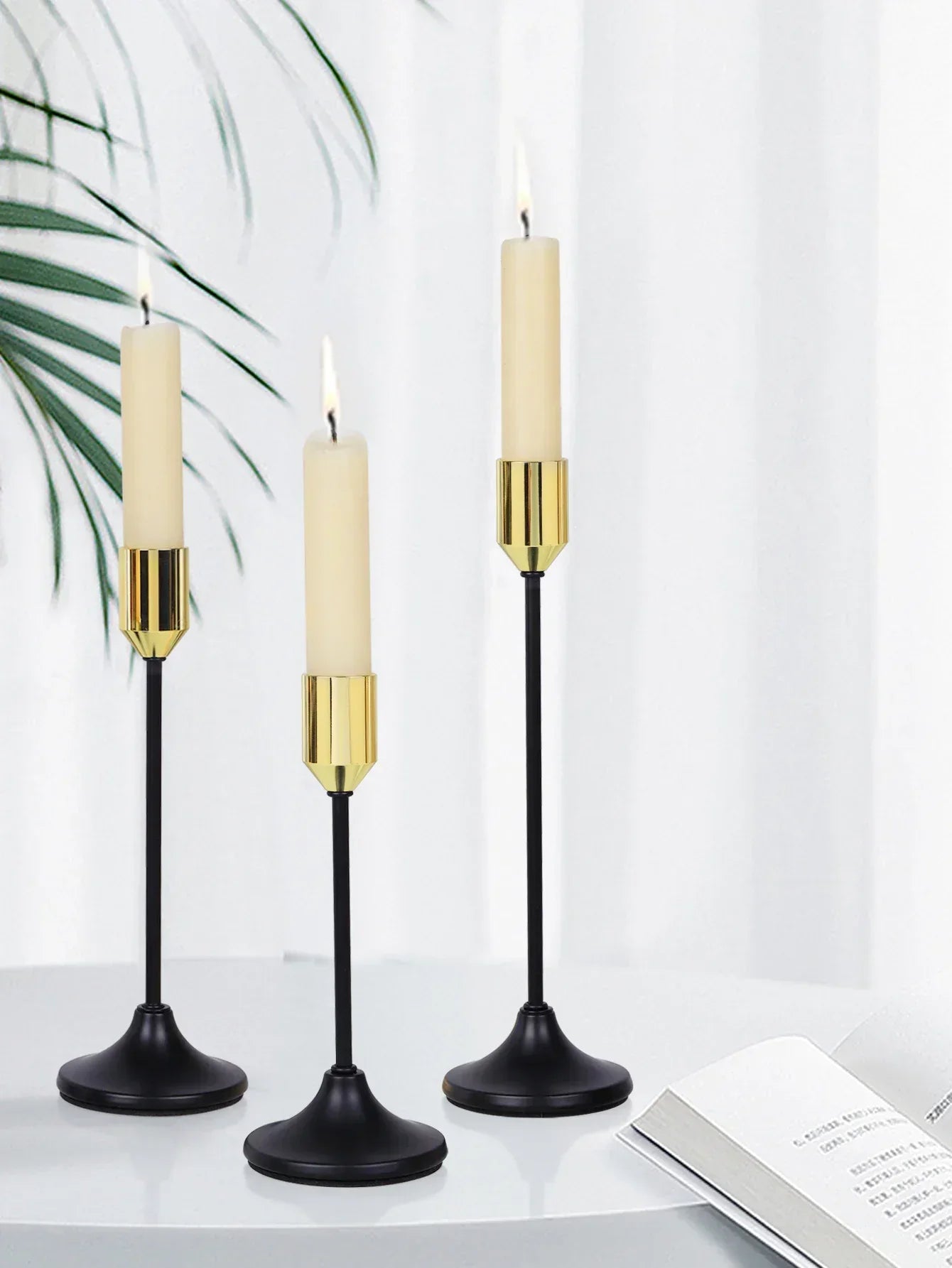 (Pack of 3) /Set Chinese Style Metal Candle Holders Simple Golden Wedding Decoration Bar Party Living Room Decor Home Decor Candlestick