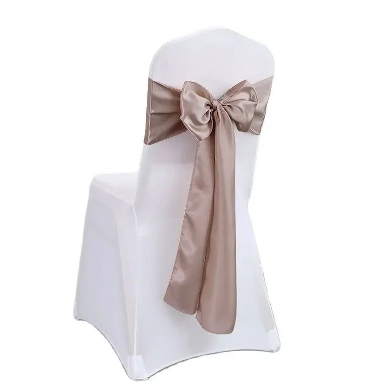 (Pack of 50) Wholesale 10/ Satin Chair Bow Sashes Wedding Chair Knot Ribbon Ties For Party Event Hotel Banquet Supplies Home Decorations