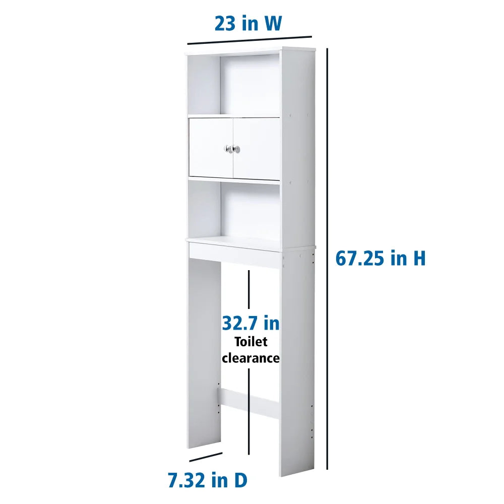 White 23 in. W Bathroom Space Saver Cabinet with 3 Fixed Shelves, Mainstays over the Toilet Storage bathroom cabinet
