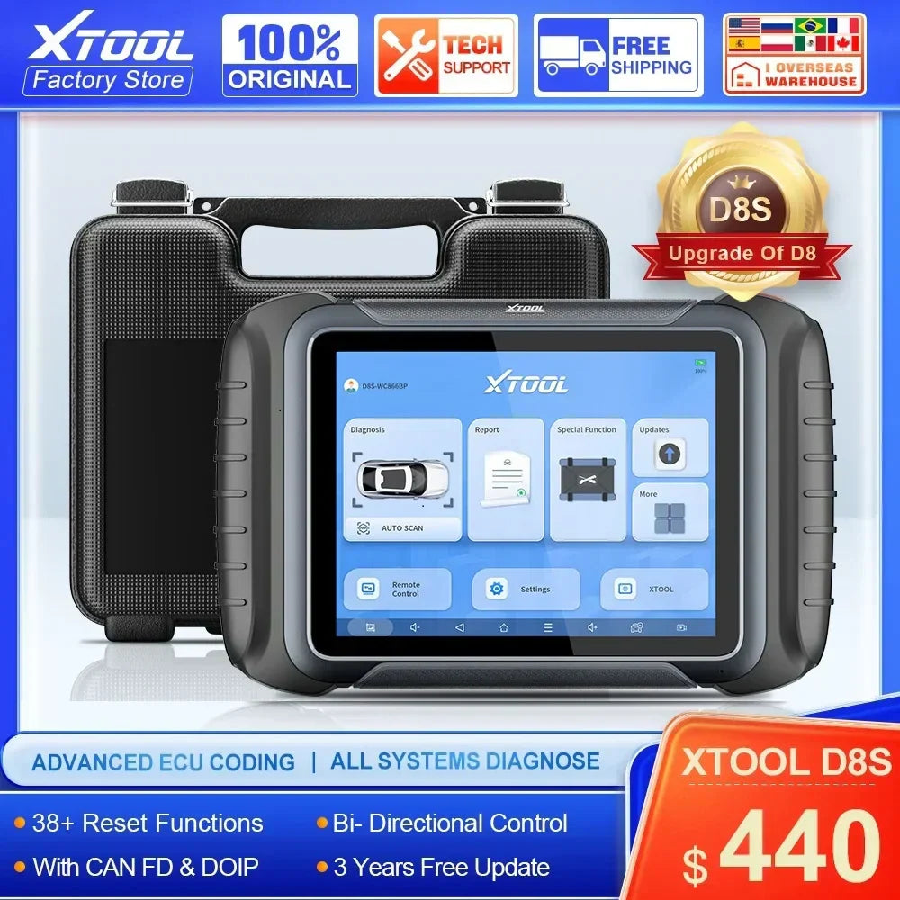 XTOOL D8S All System Car Diagnostic Tools ECU Coding Active Test Key Programmer 38 Service Topology Mapping With CAN FD DOIP