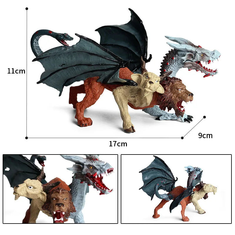 Simulation dragon figurines model Savage Flying Magic Dragon Dinosaur Cerberus Flaming Eagle Action Figure Kids Collection Toys