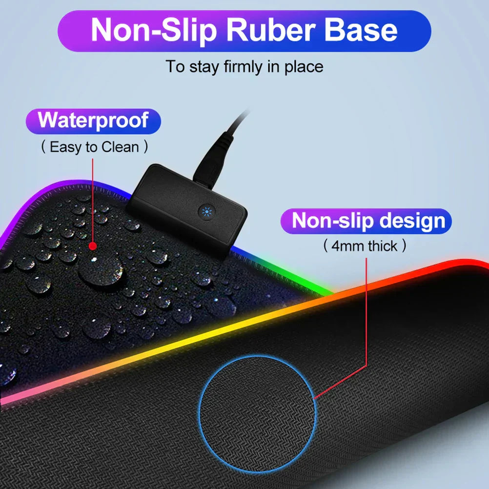 DIY Mouse Mat Custom LED Light Gaming Mouse Pad RGB Anime Large Keyboard Rubber Base Computer Carpet Desk Mat PC Game Mouse Pad