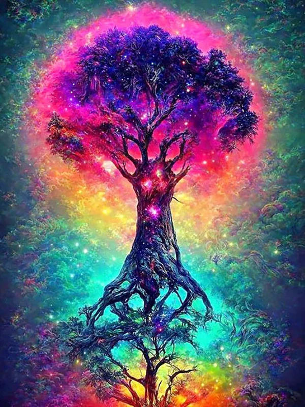 Colorful Trees And The Moon Personality DIY Full Drill Diamond Decorative Painting