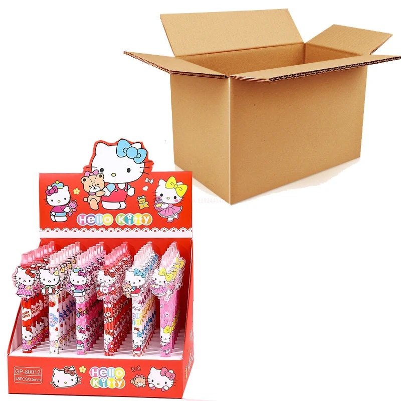 (Pack of 48) Sanrio Gel Pen New Lovely Hello Kitty Cinnamoroll Acrylic Patch Melody Cartoon Students Cute Supplies Stationery Wholesale