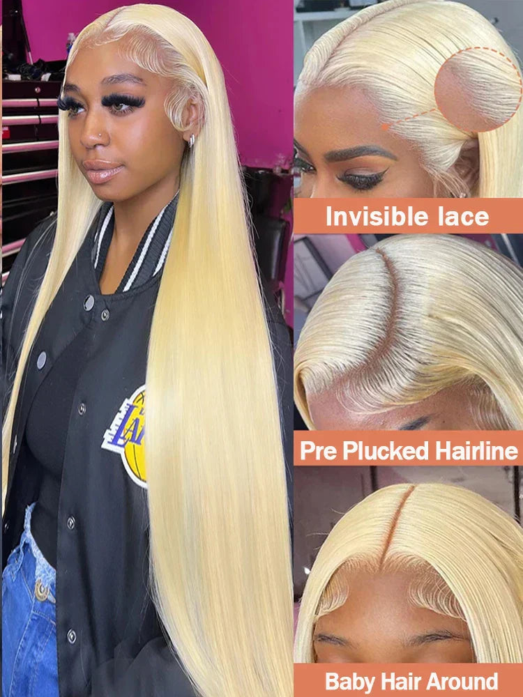 Wigirl 30 40 inch 613 Honey Blonde Straight 13x4 13X6 hd Lace Front Human Hair Wigs Wear to Go 5x5 Lace Closure Wig Brazilian
