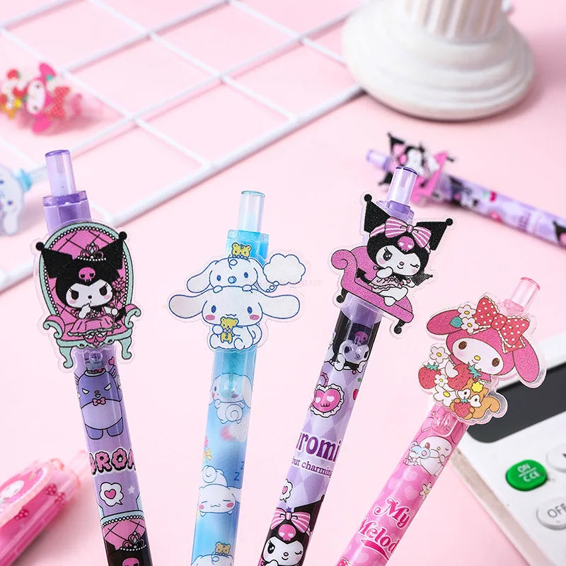 (Pack of 48) Sanrio Gel Pen New Lovely Hello Kitty Cinnamoroll Acrylic Patch Melody Cartoon Students Cute Supplies Stationery Wholesale