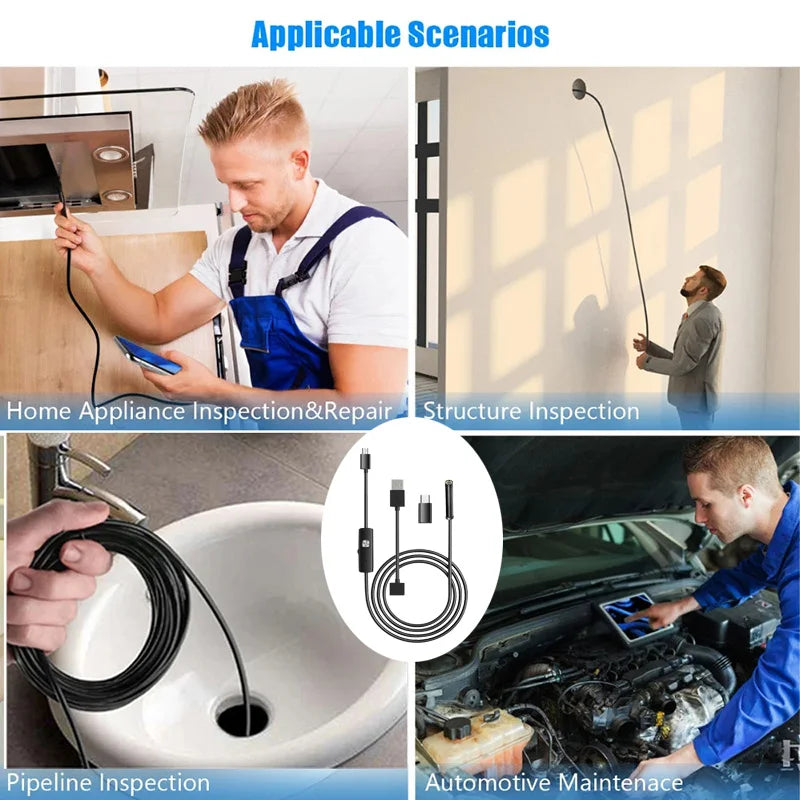 USB Endoscope Type C Borescope for OTG Android Smartphone PC Cars Camera 5.5 mm Inspection Snake Camera micro 3in1 1M 2M APP Cam