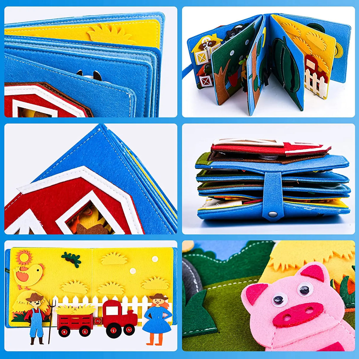 3D Montessori Storytelling Cloth Book Felt Busy Board Book Preschool Toddlers Early Learning Toy for 1-6 Years