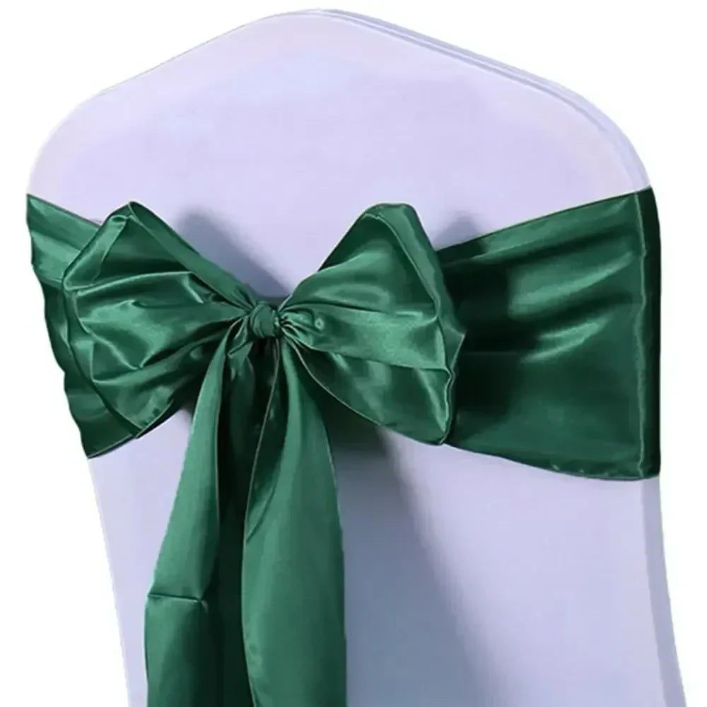 (Pack of 50) Wholesale 10/ Satin Chair Bow Sashes Wedding Chair Knot Ribbon Ties For Party Event Hotel Banquet Supplies Home Decorations