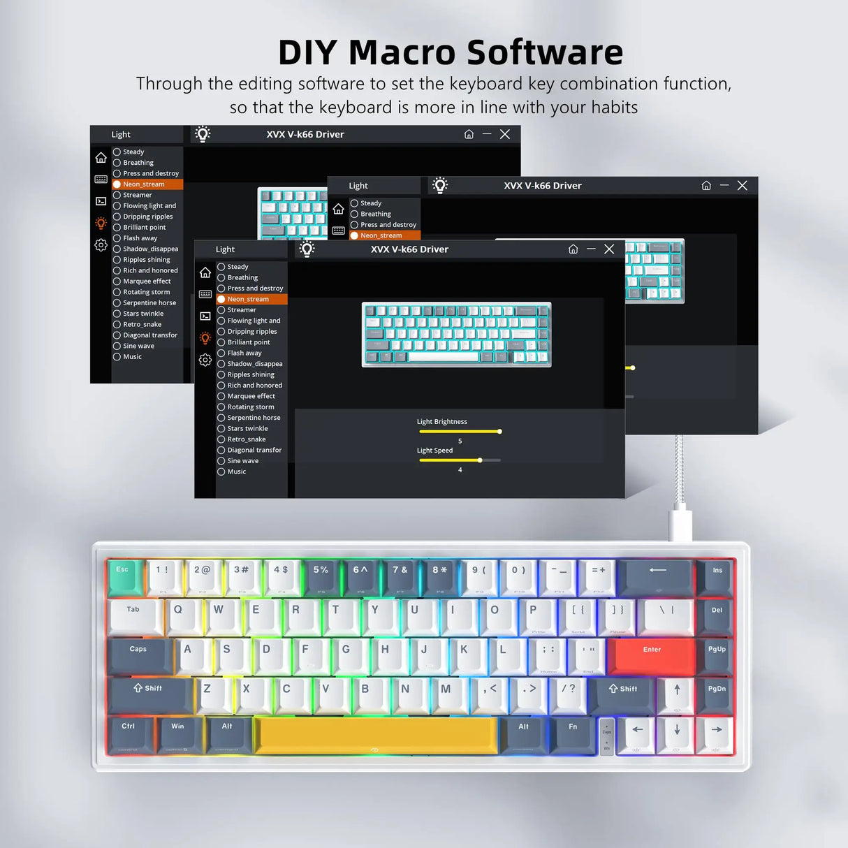 Womier Hot Swappable Mechanical Keyboard Gasket Mounted Gamer Keyboard LED Backlit Wired Gaming Keyboard with Arrow Keys for PC