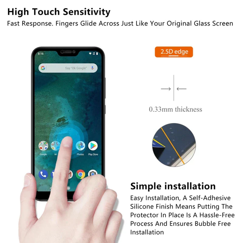 (Pack of 3) Tempered Glass for Xiaomi Mi 8 SE A2 Lite A1 Poco X3 NFC M3 F2 Pro Screen Protector for Xiaomi Mi 10T Pro 10 Lite 9 SE 9T