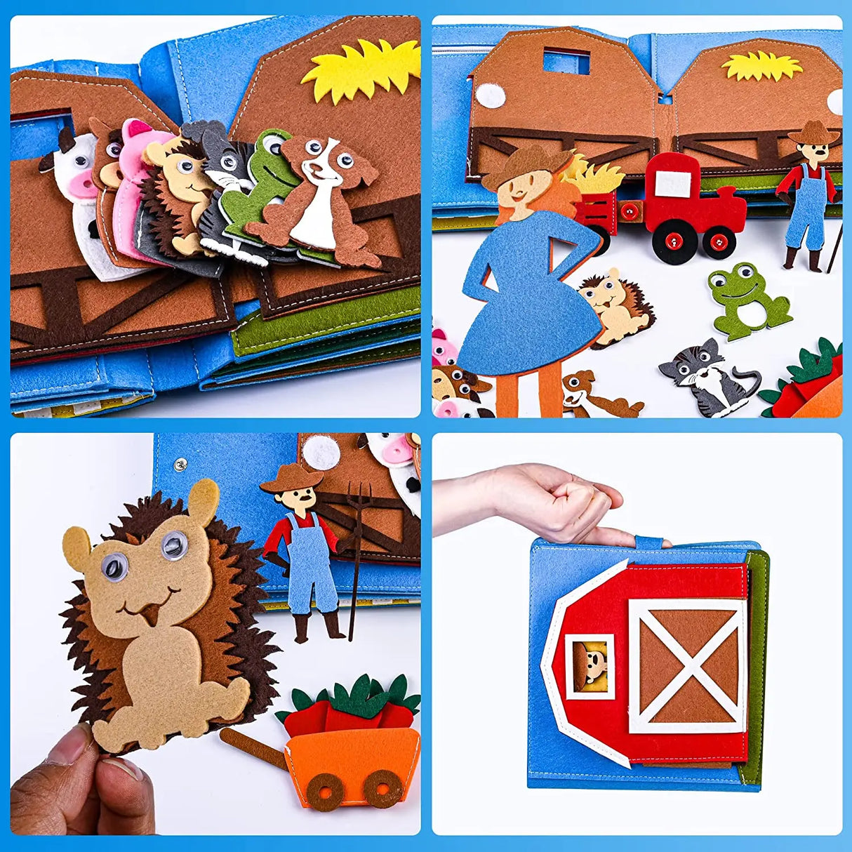 3D Montessori Storytelling Cloth Book Felt Busy Board Book Preschool Toddlers Early Learning Toy for 1-6 Years