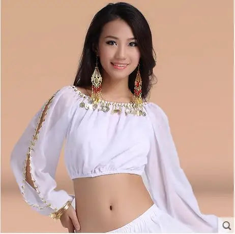 New arrival crystal cotton and mesh belly dance top momen half sleeves belly dance tops sexy top 9 colors