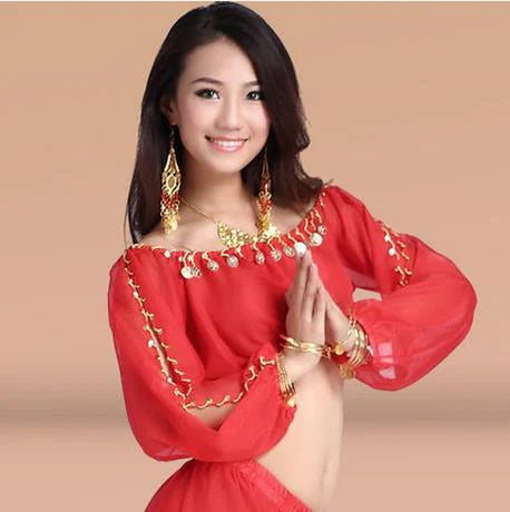 New arrival crystal cotton and mesh belly dance top momen half sleeves belly dance tops sexy top 9 colors