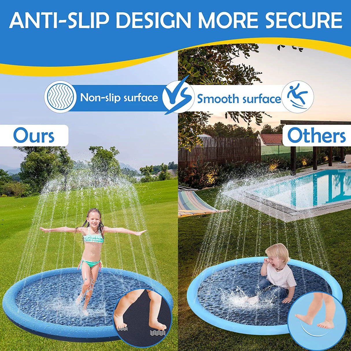 Kids Dog Anti-Slip Splash Pad Thick Sprinkler Pool Summer Outdoor Water Toys Fun Backyard Fountain Play Mat for Children Gift