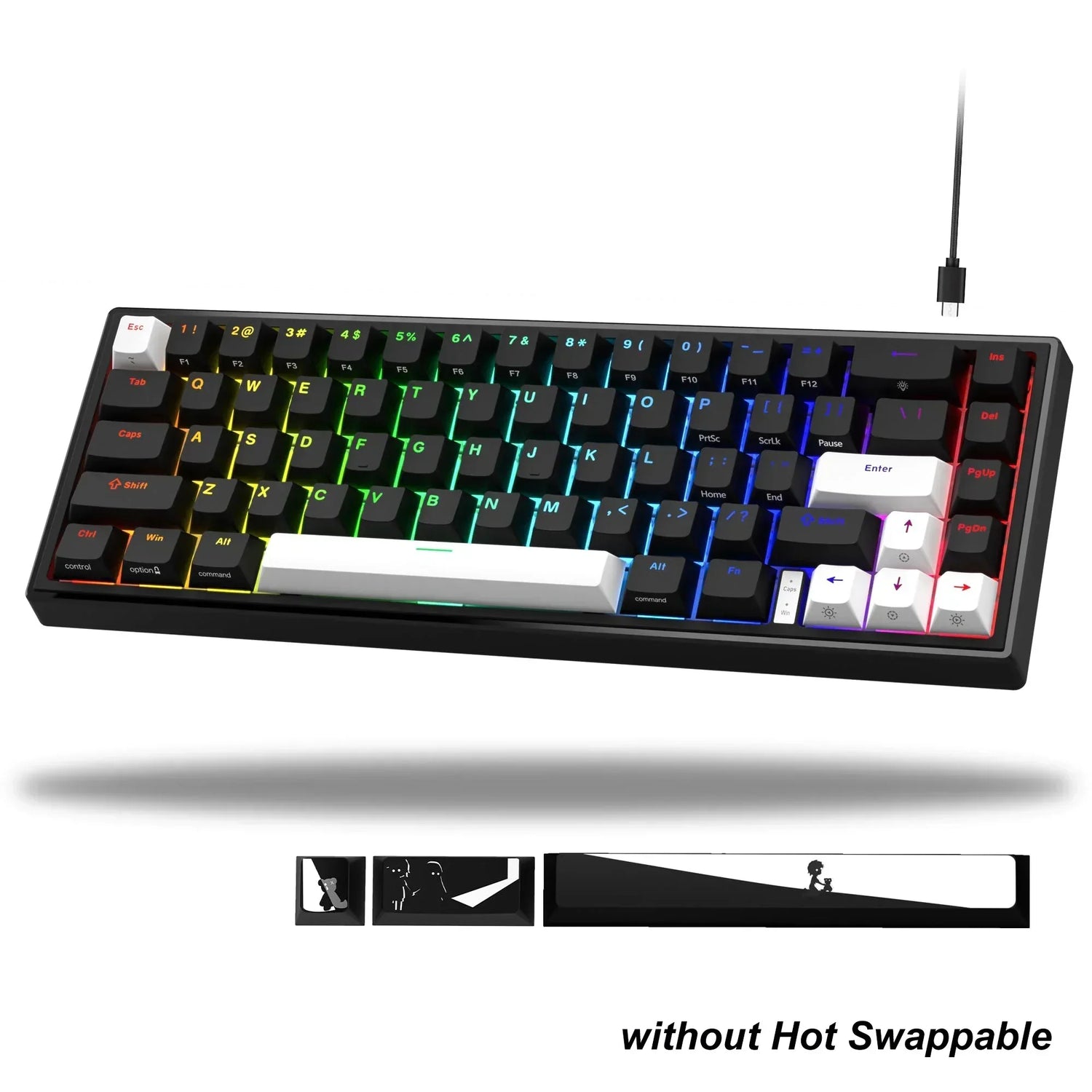 Womier Hot Swappable Mechanical Keyboard Gasket Mounted Gamer Keyboard LED Backlit Wired Gaming Keyboard with Arrow Keys for PC
