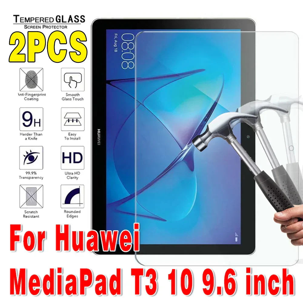 (Pack of 2) Tempered Glass Tablet Screen Protector for Huawei MediaPad 10.4 Pro 10.8 T3 T5 T8 T10 T10S M5 M6