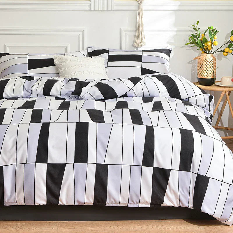 Black and White Bedding Set for Double Bed sabanas cama matrimonial Queen/King Comforter Sets Single Duvet Cover with Pillowcase