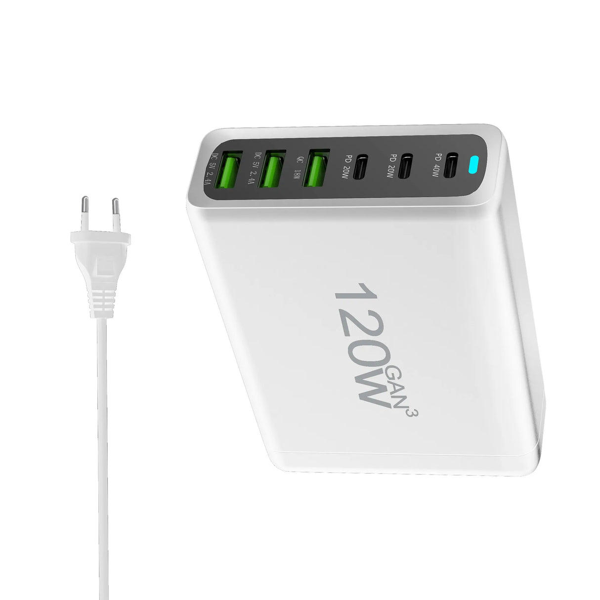 100W 120W 200W GaN Charger 6 Ports USB Type C PD Charger Quick Charge 3.0 USB Type C Quick Charger Mobile Phone USB Charger
